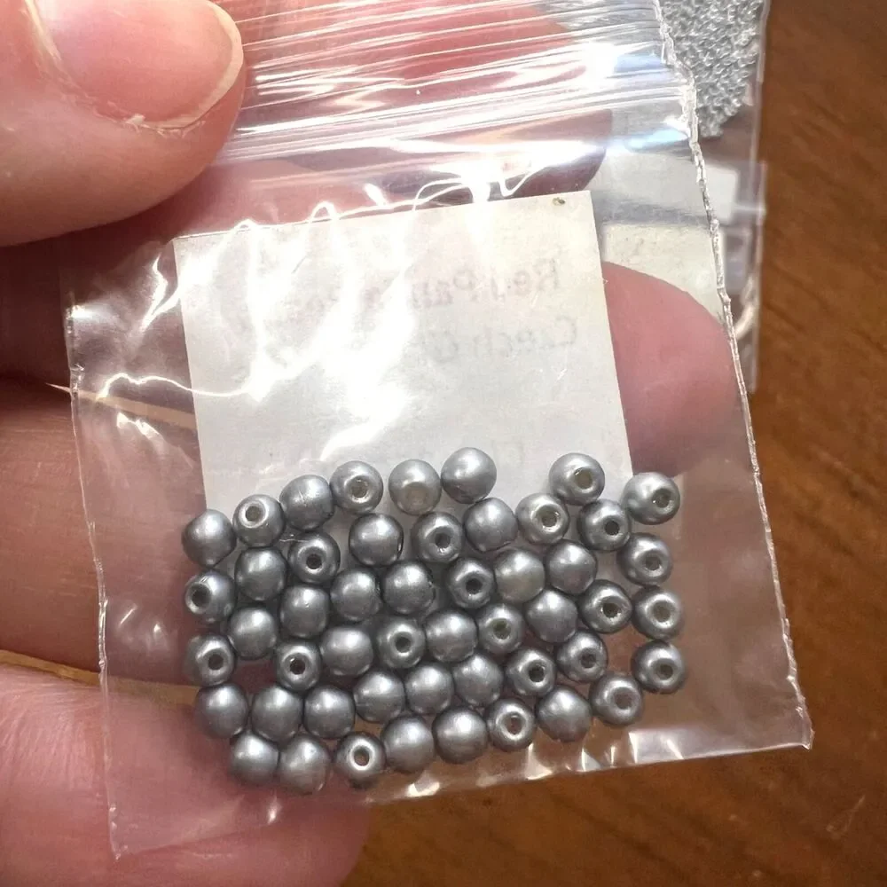 Red Panda Beads Lot Czech Glass Pearls Metallic Silver Jewelry Making Beads
